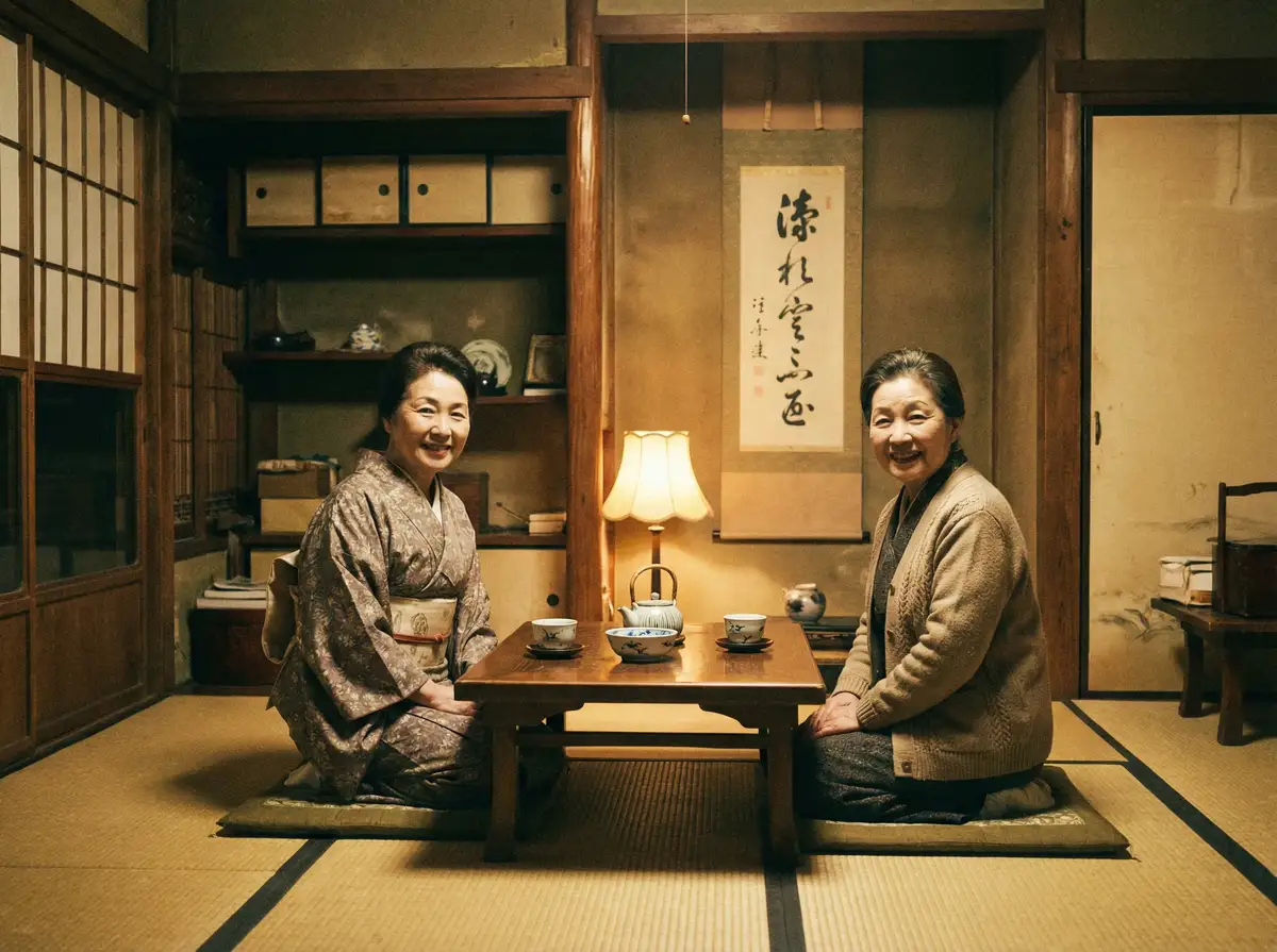 两位优雅的 女神视频-热门女神自拍视频|无广告在线 在日式茶室中品茶交谈
